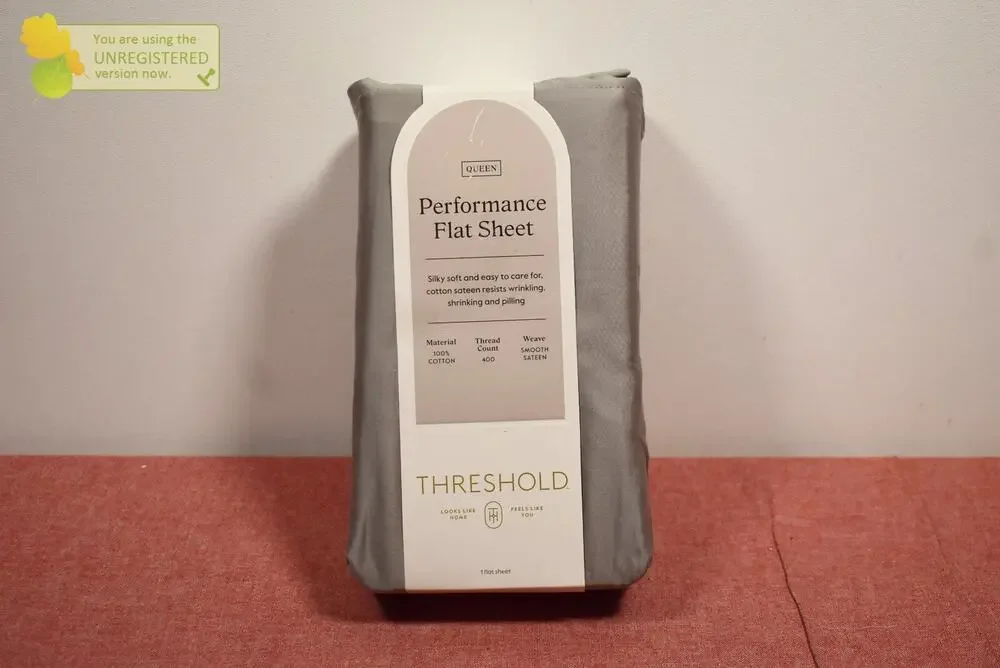 Threshold 400 Thread Count Performance Flat Sheet Classic Gray Queen*#